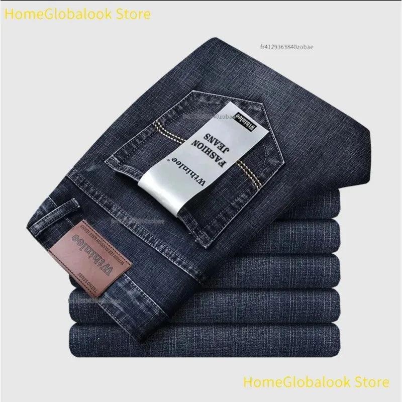 New Business‑Style Men's Jeans, Comfortable Straight Leg Stretch Denim Pants, Classic Blue Black Work Trousers, Fashion Versatile Male Clothing For Office, Business Occasions And Casual Daily Outfit