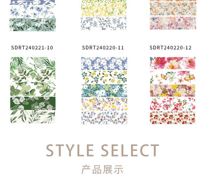 5 Rolls/set Aesthetics Floral Decorative Adhesive Tape Flower Washi Tape DIY Scrapbooking Material Sticker Label Stationery