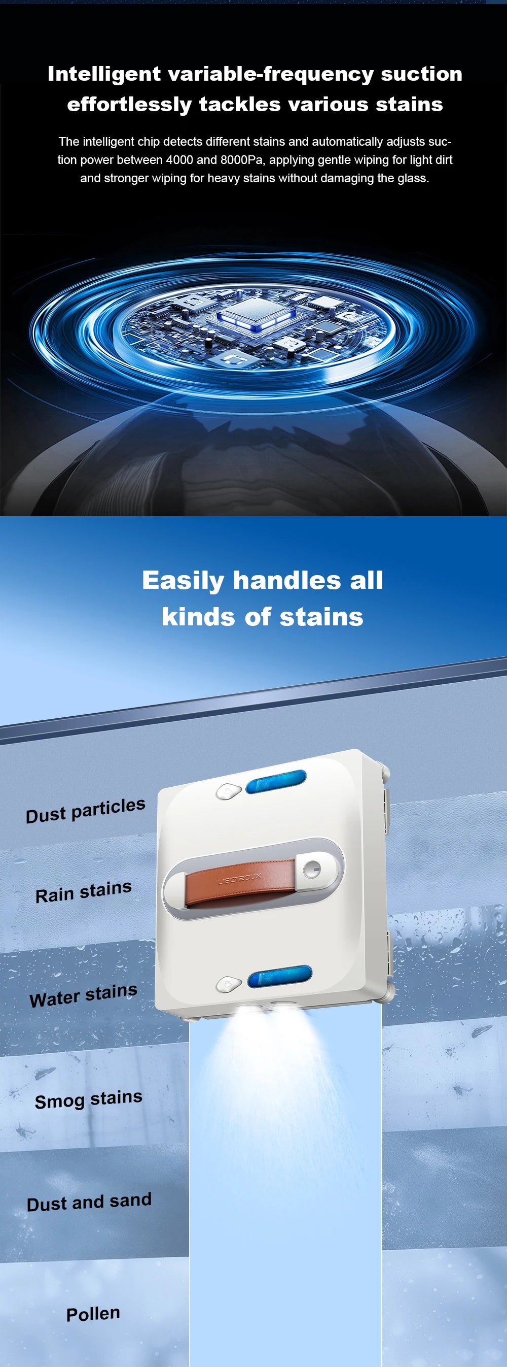 Robot Window Cleaner Liectroux S11,9000Pa Strong Suction, 4-Way Water Spray, Floating Scraping Tech, Smart Memory,APP Control