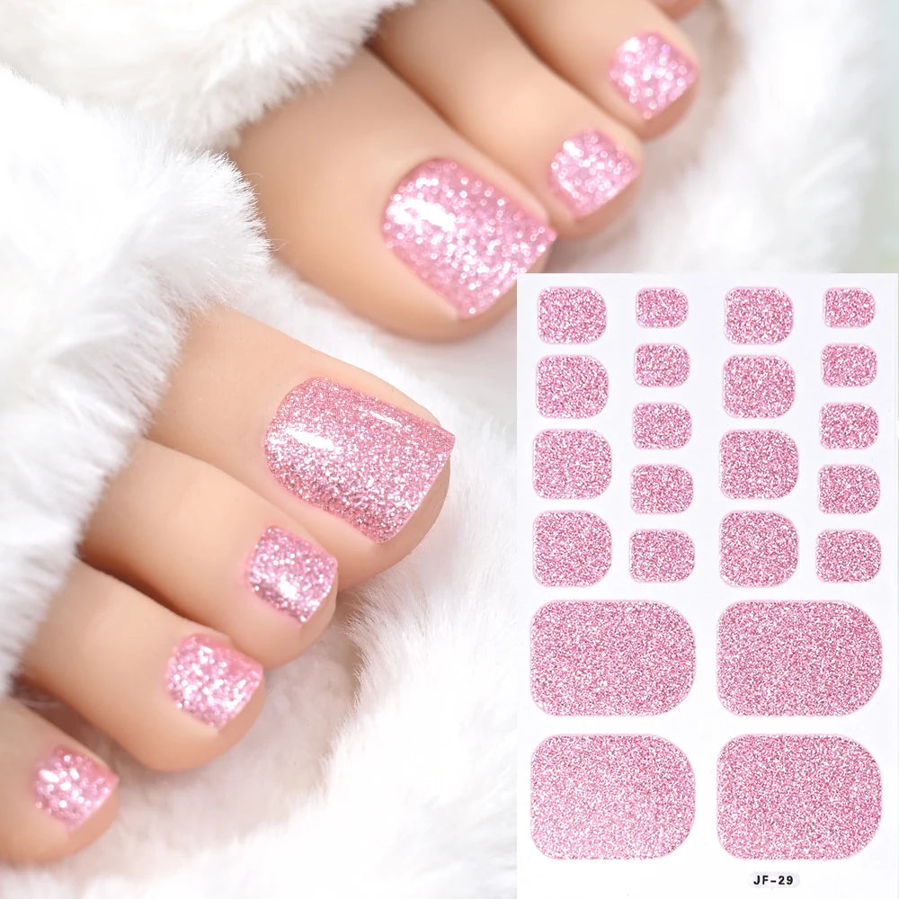 22Tips Solid Color Self-adhesive Gel Stickers for Toe Nails Waterproof Long-lasting Toenail Stickers Toe Full Cover Toenail Wrap