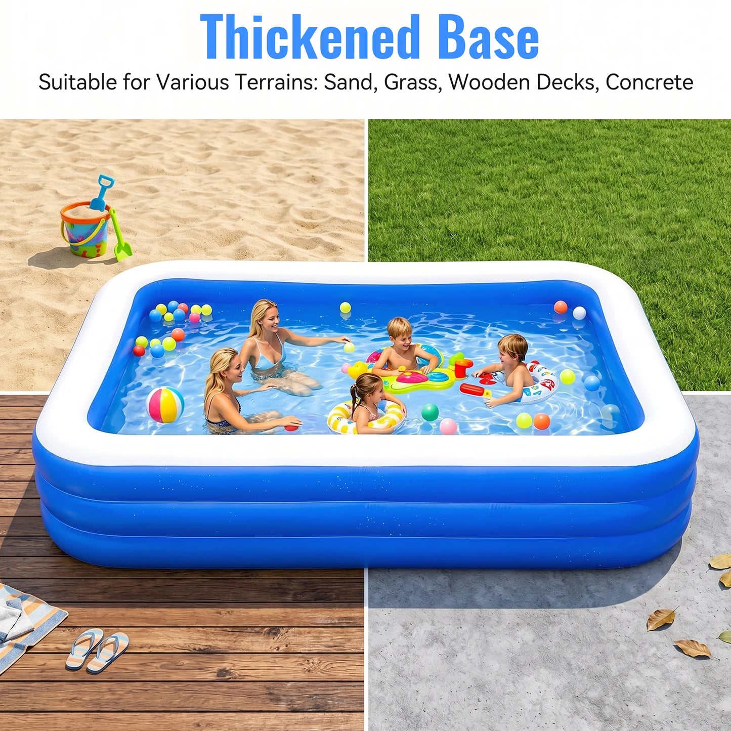 Foldable Inflatable Pool Thickened Family Swimming Pools Adult & Children Paddling Pool for Garden Backyard Summer Water Parties