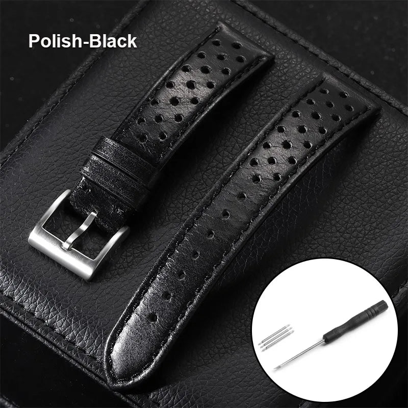 Breathable Leather Strap Men Women Universal Cowhide Watchband Business Wristbelt Band Sport Bracelet Accessories 18mm 20mm 22mm