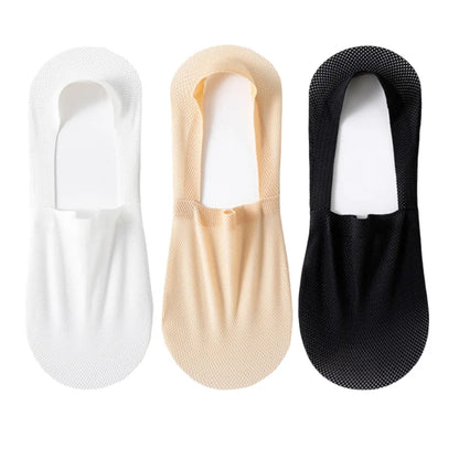 3Pairs Men Boat Socks Thin Breathable Soft Casual Summer Invisible Sock High Quality Solid Color Silicone Non-slip Low Cut Sox