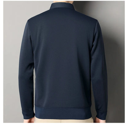Men's Fleece Lined Sweater Polo Collar Pullover Tops Fashion Business Causal Pullovers Korean Slim Fit Thick Winter Clothes
