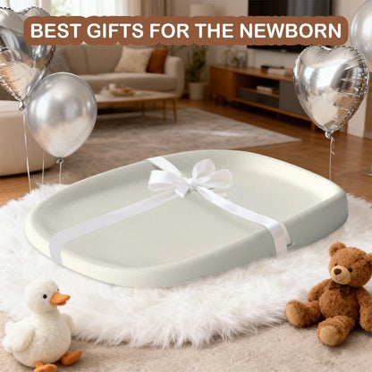 Baby Changing Mat with Safety Harness, Anti-Roll Wedge Baby Changing Pad, Easy Wipe Clean with Raised Padded Edges NO Toys Shelf