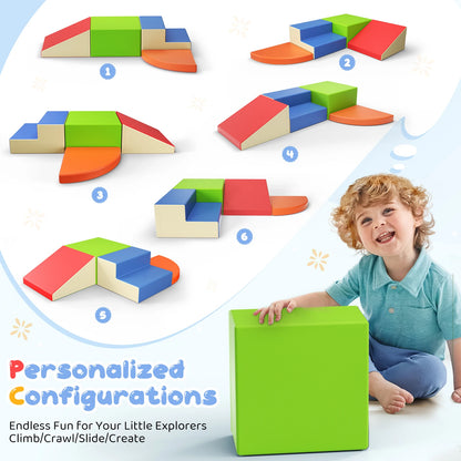 4 Pieces Toddlers Foam Climbing Blocks Leather Cover Kids Developmental Toy Play Gym Indoor Playground Birthday Christmas Gift
