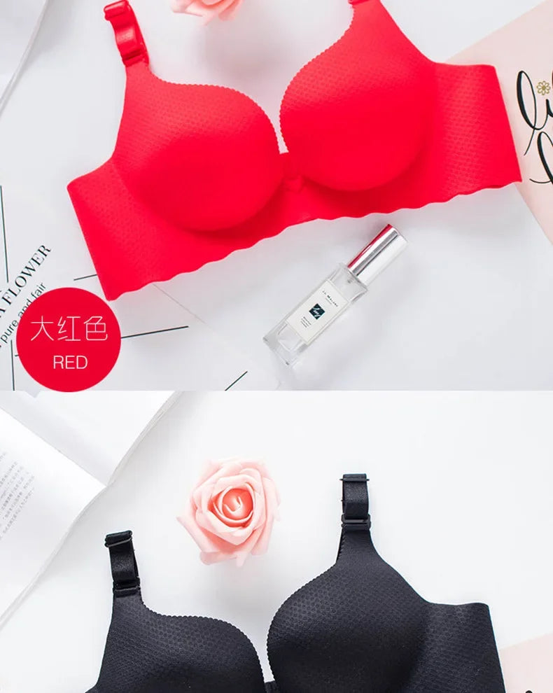 Extreme Push-Up Bra 8cm Thick Pads for Small Bust, Wireless Double Cup Lift, Soft Comfort Fabric, Adjustable Deep V Bras