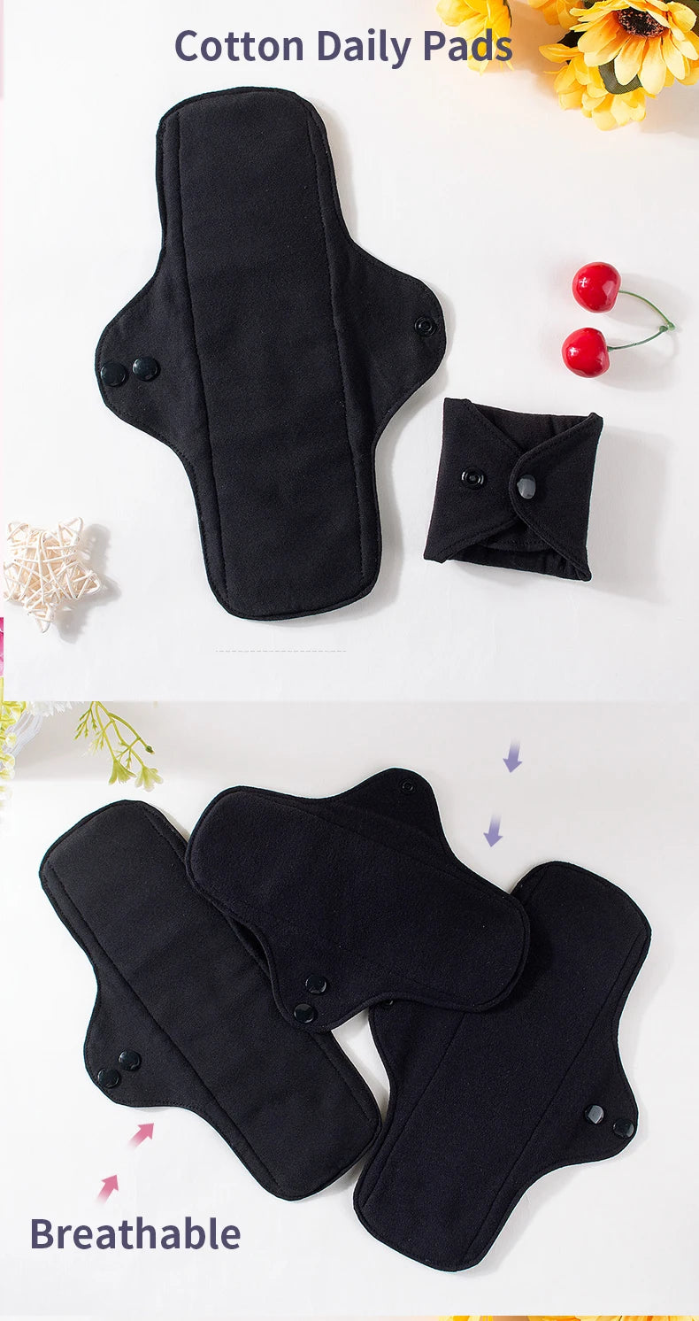 4pcs Washable Sanitary Towels Cotton Menstrual Pad Reusable Women Sanitary Napkins Feminine Hygiene Product Period Cloth Pads