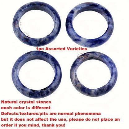 1Pc Natural Stone Band Rings Amethyst Rose Quartz Obsidian Finger Solid Ring Women Men Minimalist Reiki Healing Jewelry Gift