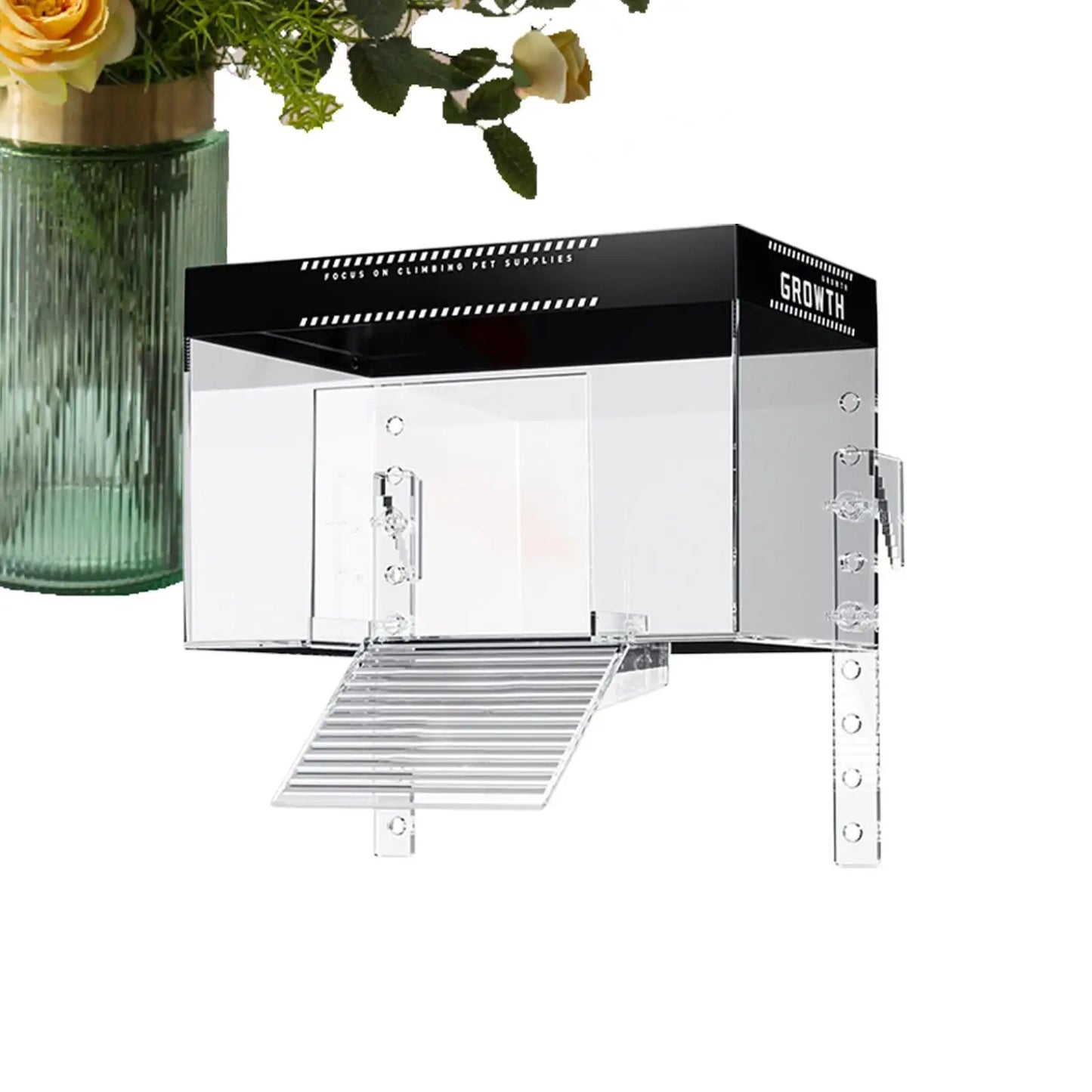 Over Tank Turtle Basking Land Pet Turtle Tank Basking Dock with Lid Reptile Resting Land Aquatic Turtle Basking Platform
