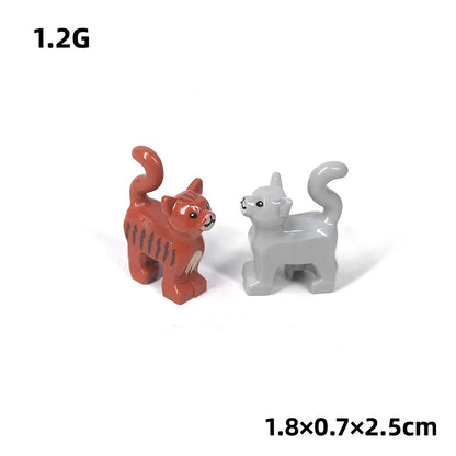 MOC Small Particle Building Blocks Zoo Scene Series Models of Animals Cats Plants and Palm Trees Along with Accessories and Toys