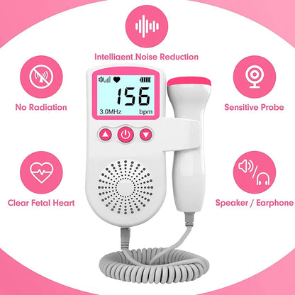 3.0MHz Fetal Doppler Infant Antenatal Heart Rate Monitor Home Sonar Doppler Stethoscope Maternal Home Fetal Monitor
