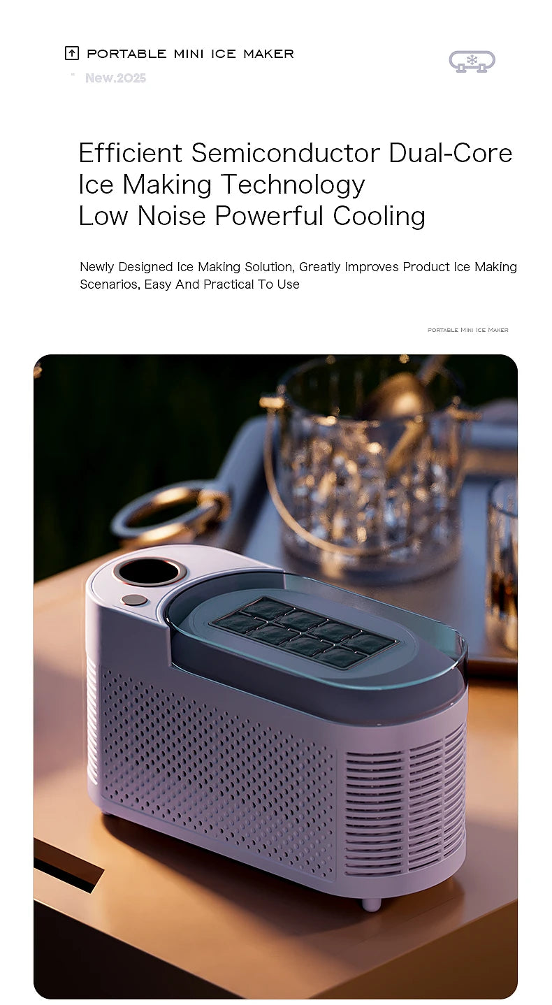Electric Small Ice Maker Home Dormitory Office Camping Ice Automatic Ice Making Box Ice Machine Home Car Dual Use 12/110/220V