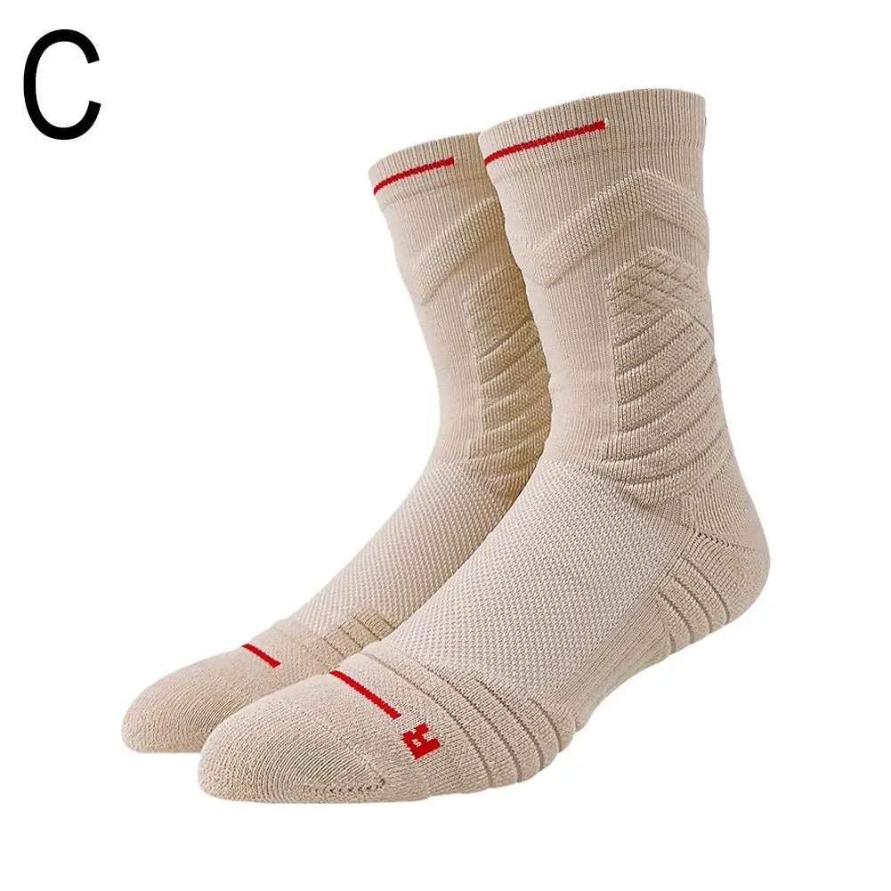 1Pair Professional basketball socks thickened towel bottom game training sports socks ankle protection non-slip socks