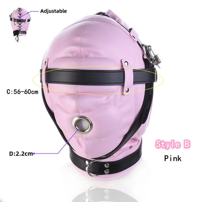 Erotic Fetish Costumes of Leather Bdsm Bondage Hood Mask with Mouth Hole for Couples Adults Slave Rolplay Flirting Games