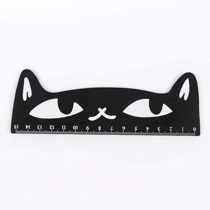 1 Pcs Lytwtw's Cute Kawaii Black Cat Kitten Straight Ruler Wooden Tools Cartoon Sewing Drawing Office School Stationery supplies