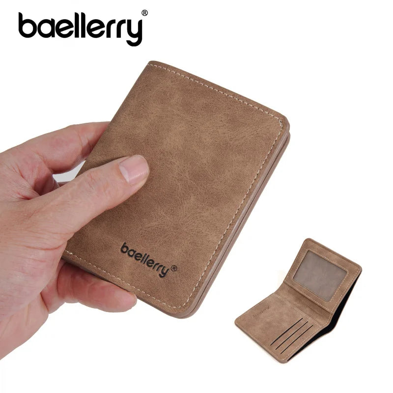 New Men's Short Wallet Cardholder Combo Anti-Theft Minimalist PU Leather