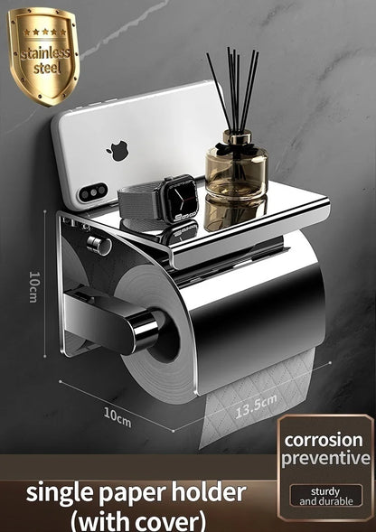 Stainless Steel Paper Towel Holder Without Punching Wall-Mounted Kitchen Roll Holder Toilet Paper Holder Bathroom Towel Rack