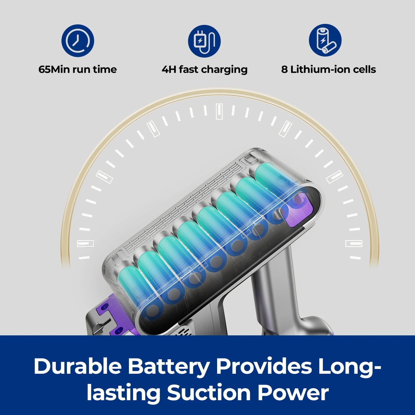 Redroad X18 500W Cordless Vacuum Cleaner 33000PA Ultra Strong Suction, Up to 65 Mins Runtime, Removable Battery 8 in 1 Handheld Stick Vacuum for Home Carpet Car