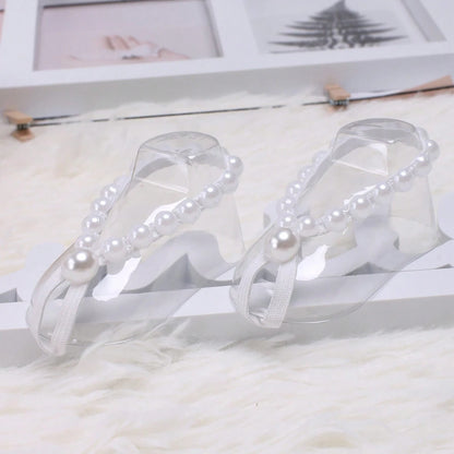 Ylsteed Newborn Girl Pearl Barefoot Sandals Infant Photography Accessories Baby Girl's Photography Props Foot Shoes