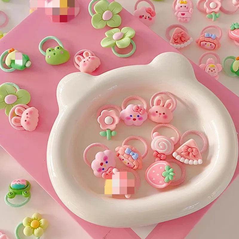 10pc Mini Baby Hair Band Kawaii Cartoon Floral Animal Elastic Hair Rope for Toddler Girl Small Tumb Hair Band Lovely Headwear