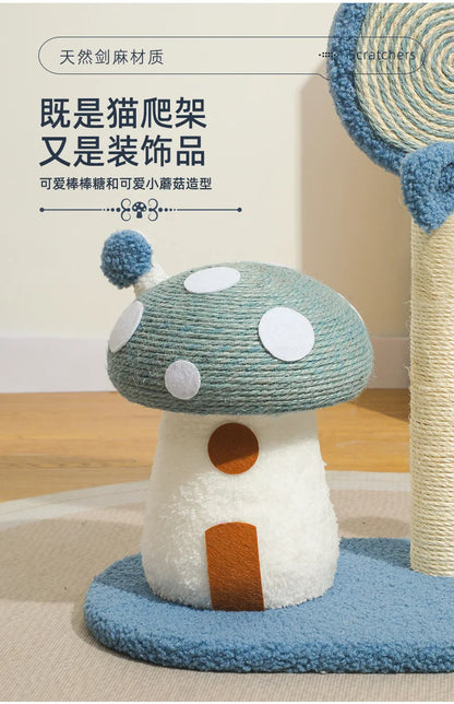 Cute Mushroom House Cat Scratch Board Lollipop Shaping Sisal Grinding Claw Post Cat Bored Pet Supplies