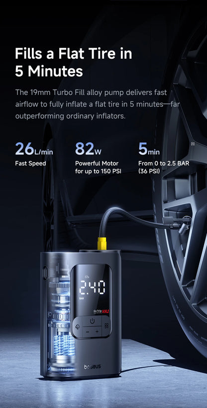 Baseus Wireless Car Air Pump Portable Air Compressor for Car Motorcycles Bicycle Electric Tire Inflator with LCD Digital Display