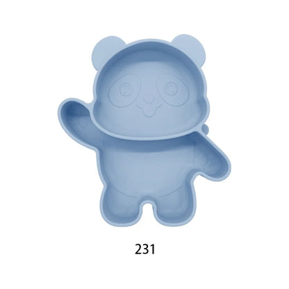 Baby Silicone Suction Cup Bowl Cute Bear Design Macaron Color 100% Food Grade Silicone BPA Free Double plate design for meals