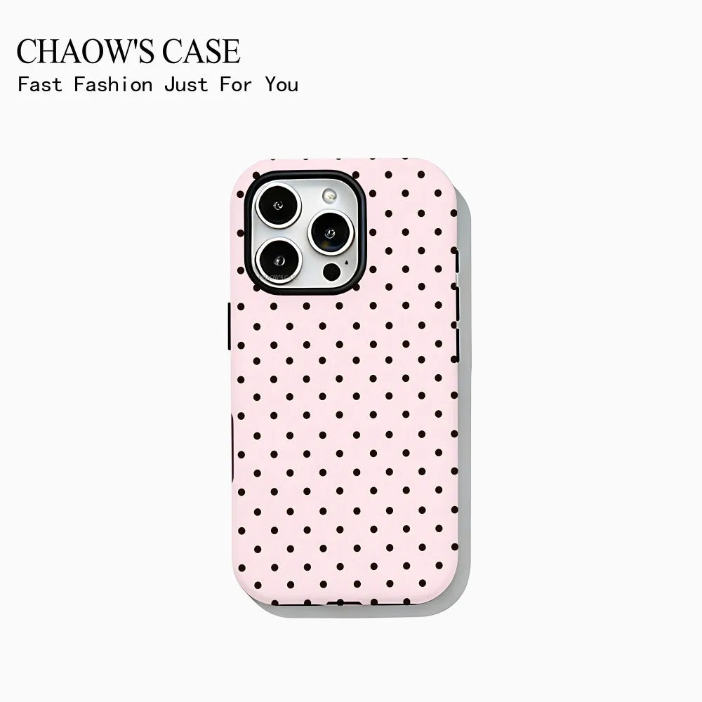 Fashion exquisite bow polka dot Phone Case for iPhone 17 16 15 14 13 12 11 Pro Max Air Plus Luxury Double-layer Back Cover