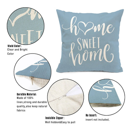 Lake blue white geometric linen pillowcase sofa cushion cover home decoration can be customized for you 40x40 45x45 50x50 60x60