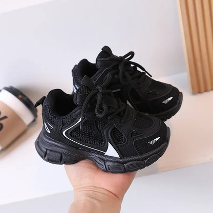 Kids Casual Running Shoes with Thick Soles Boys Girls Fashion Versatile Sports Shoes 2024 New Children Mesh Breathable Sneakers