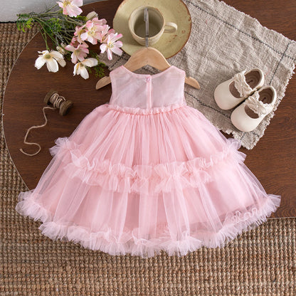 Baby Girl Dress Summer New Sweet Bow Children'S Clothing Suitable For Birthday Parties (9 Months -3 Years Old)