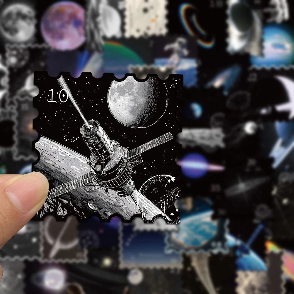 10/30/50pcs Retro Universe Planet Galaxy Stamp Stickers Cool Graffiti Decals for Laptop Luggage Scrapbook Waterproof Sticker Toy
