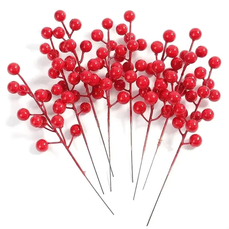 5/10Pcs Chritsmas Decoration Snowflake Red Berry Branche Chritsmas Tree Pendant for Home Decor Xmas New Year 2025 Gift Accessory