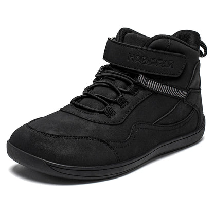 HOBIBEAR Kids Mid-Barefoot Shoes Big/Kid Wide Toe Box Zero Drop Artificial Leather Hook-Loop Outdoor Boots