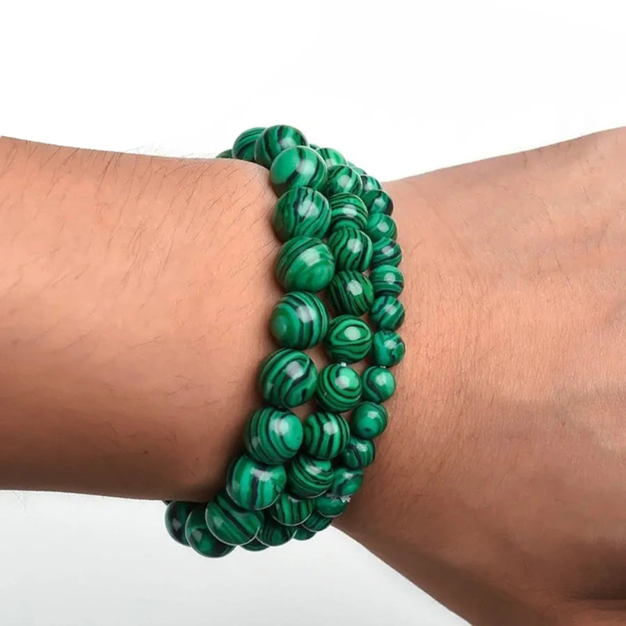 Natural Green Malachite Stone Bracelet 6/8/10mm Handmade Round Beads Bracelets Couple Energy Yoga Bracelet Men Women Jewelry Top