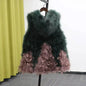 New Turkey feather waistcoat with hat and big swing, medium and long fur coat can be customized