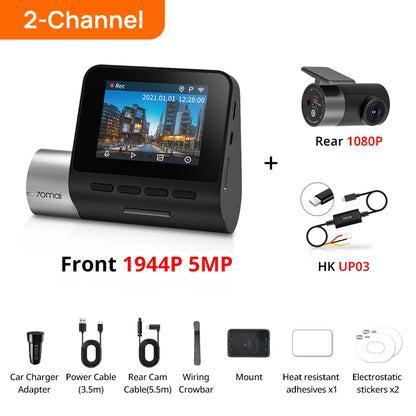 70mai Dash Cam Pro Plus A500S 1944P ADAS GPS Camera 70mai Front Cam A500S 140FOV Car DVR 24H Parking Support Rear Interior Cam