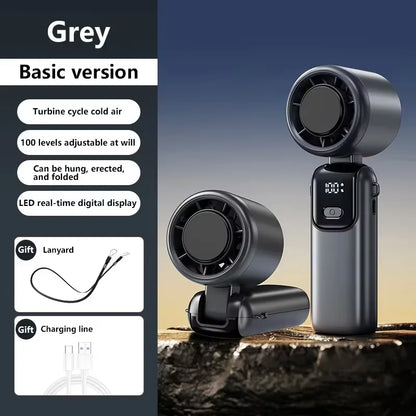 New Ice Cooling Handheld Fan 100 Speeds Turbo Portable USB Desk Fan Foldable/Hangable for Outdoor Fast Chill Ice Compress