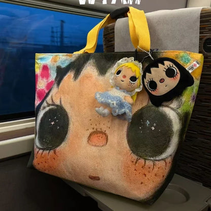 New Creative Women's Tote Bag Trend Face Printing Large Capacity Shoulder Bag Water Proof Hot Girl Handbag Large Shopping Bag