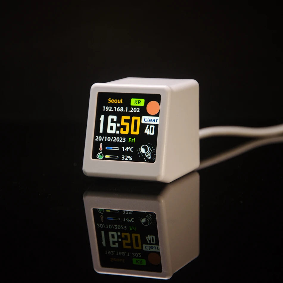 MINI Size Smart WIFI Weather Forecast Station Clock for Gaming Desktop Decoration. DIY Cute GIF Animations and Electronic Album