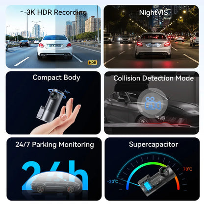 DDPAI MINI Pro Dash Cam 3K HDR 1620P Car DVR with WiFi Night Vision WDR Voice Control 24H Parking Monitor 143° FOV