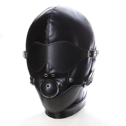 Bondage BDSM Sex Mask Fetish Hood With Gags Leather  Deprivation Hood Adult Slave Games Full Head Sex Toys for Women Men Gay