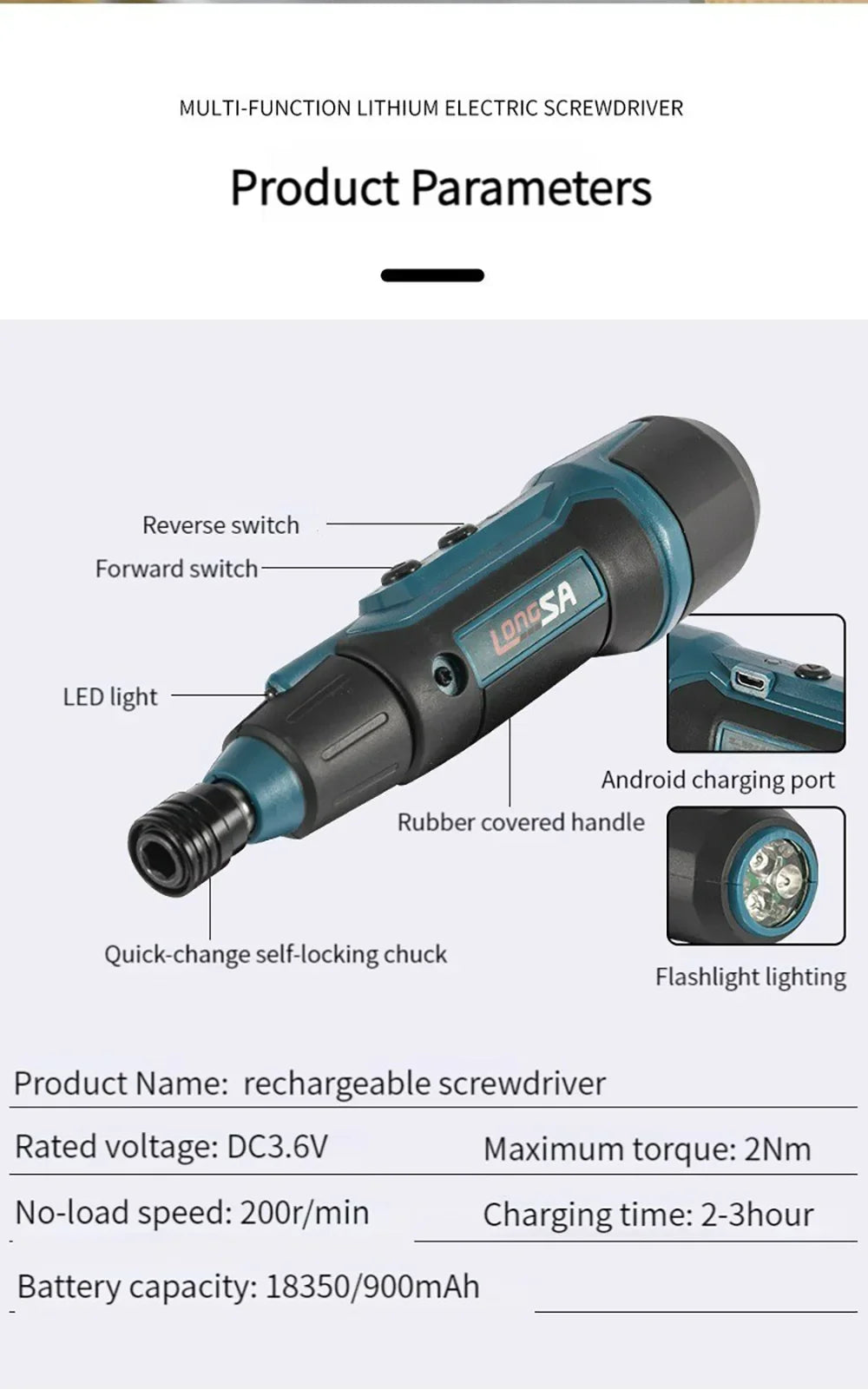 2Nm 3.6V 200r/min Electric Screwdriver Small Wireless Screwdriver Drill Screw Driver Set Rechargeable Electrician Screwdrivers