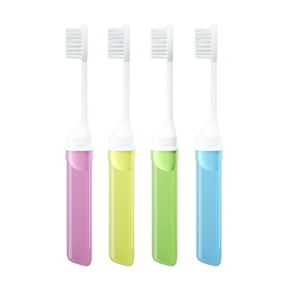 Mini Travel Toothbrush Foldable Portable Small Dental Brush Folding Traveling Adult Toothbrush in Transparent Candy Colors
