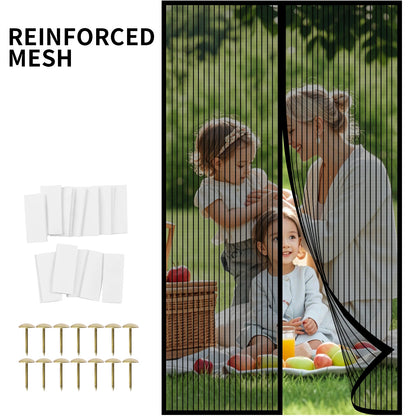 Magnetic Screen Door Hands Free Mesh Partition Heavy Duty Curtain Keeps Bugs Out Frame Hook & Loop Pet and Kid Friendly