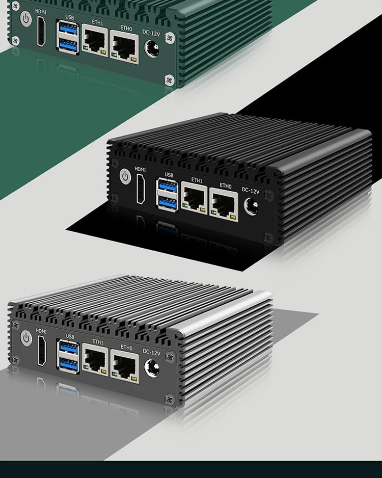 6W Low Power Intel N3050/N3160 Quad Core Quad Thread X86 Soft Router 2*1000M Lan Port HD-MI Output Metal Case Mini PC