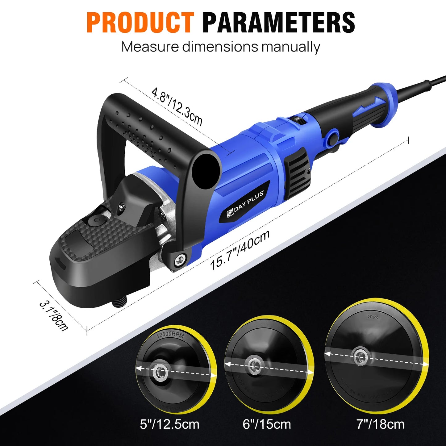 6000W Car Polishers and Buffers, Electric Car Polisher Machine with 6 Variable Speed 150-180mm Buffer Polishing Waxing Machine
