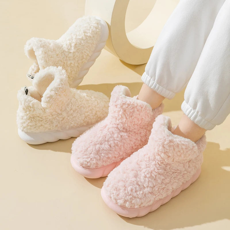 Winter Warm Shoes for Woman Men Indoor Slippers Soft Plush Couples Home Floor Snow Boots Anti-slip Female House Footwear
