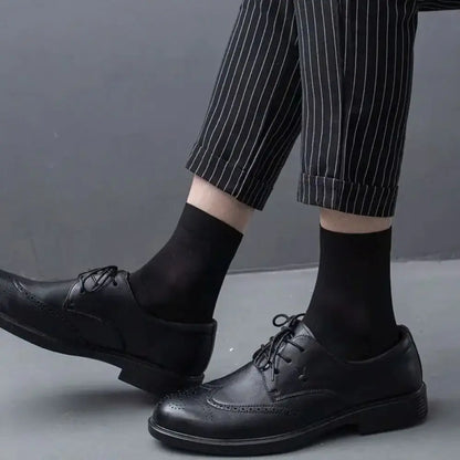 10pairs New Breathable Men Ice Silk Socks Soft Elastic Ultra-thin Socks Solid Business Socks